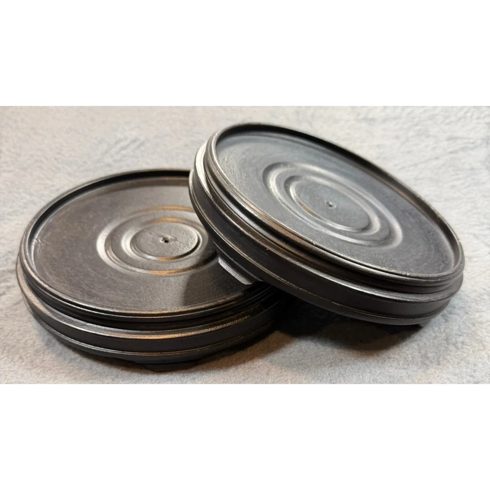 Set of 2 Round Wood Display Stands Dark Brown Risers for Vases and Statues